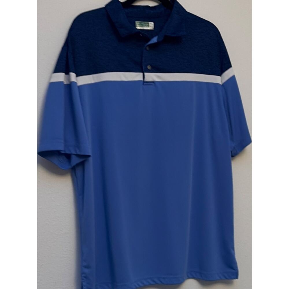 Ben Hogan XL Regular Fit Colorblock Golf Polo Shirt Blue Navy White Polyester